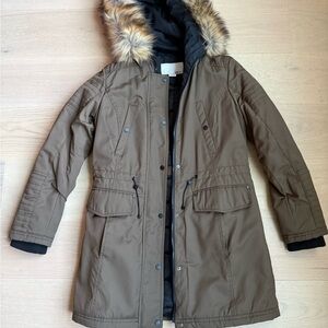 Bar III Women's Military Parka with Faux Fur Hood